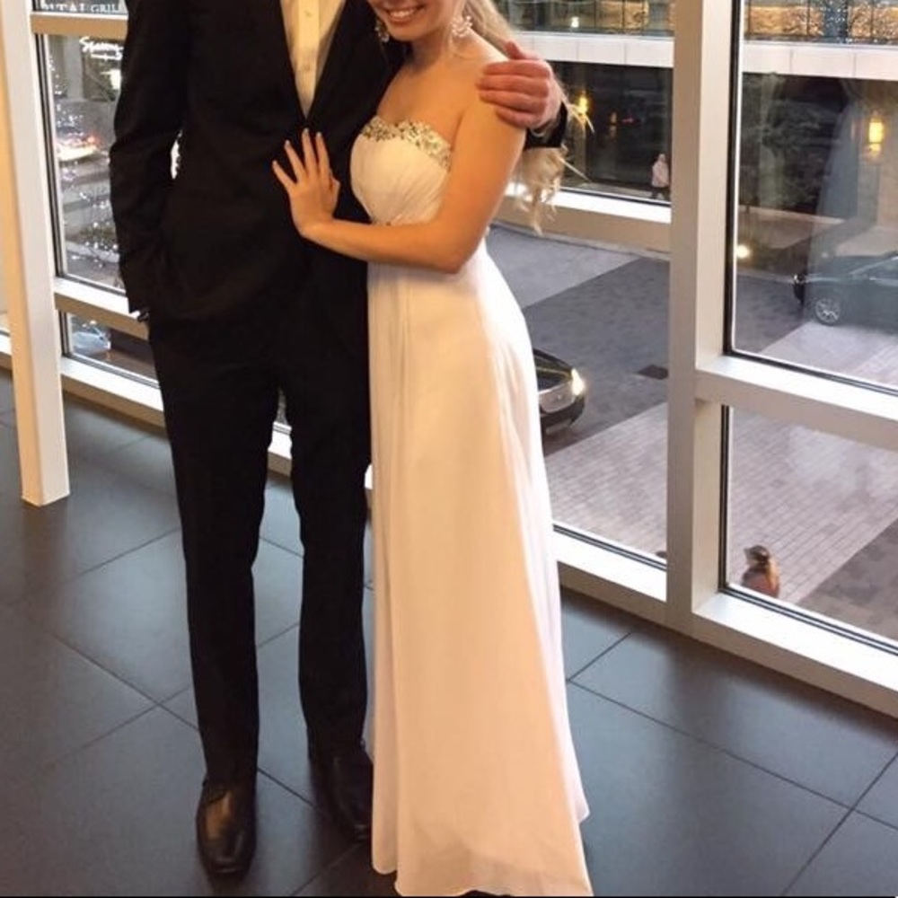 White Formal Dress with Beading